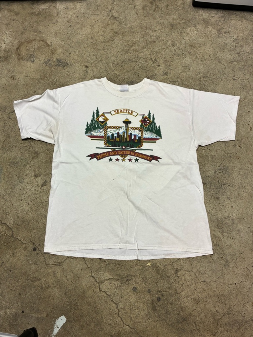 Seattle Graphic Crewneck Tee - White with Green Accents